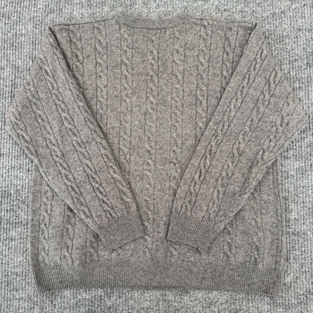 Allen Solly Gray 100% 2 Ply Cashmere Cable Knit Crewneck Sweater Mens Large - Picture 7 of 8